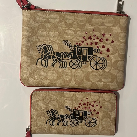 Coach Bags Nwt Coach Signature Horse Carriage Gallery Pouch 2 Set